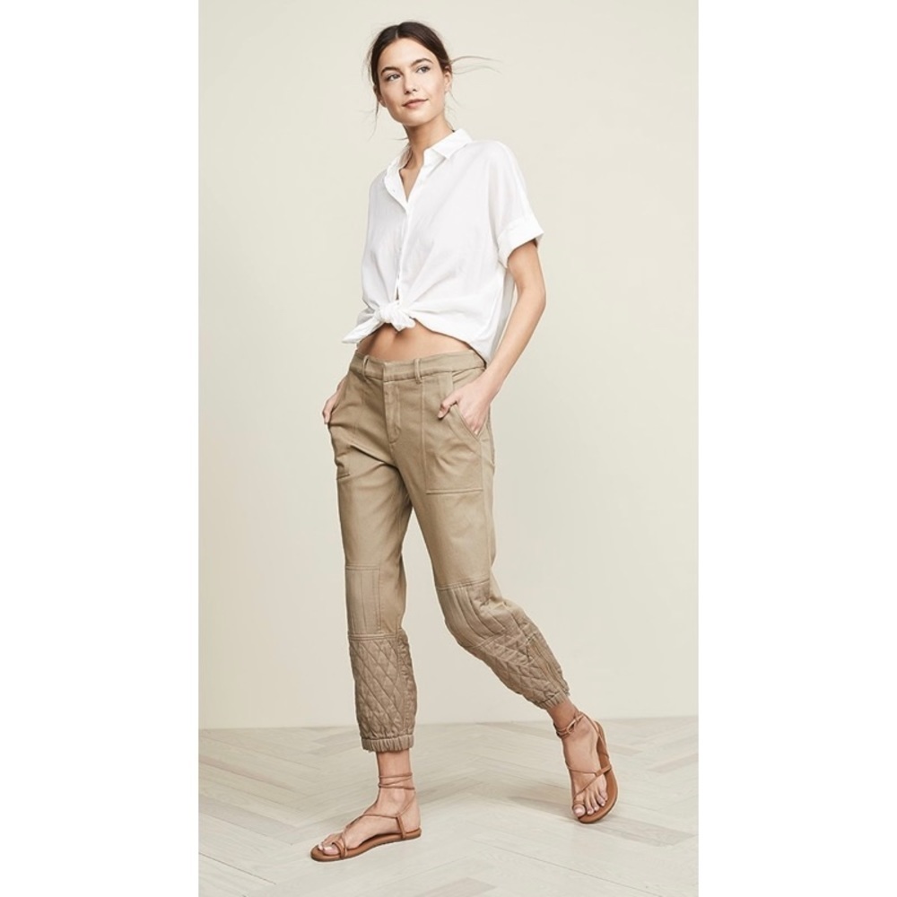 Sea New York Khaki Zipper Cuff Romy Quilted Pants